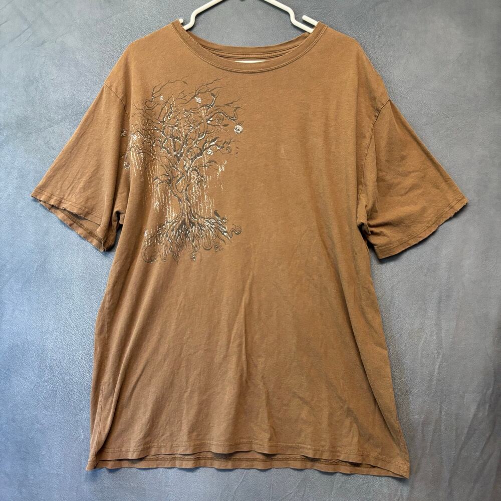 Stranded Brown Graphic Tee XL Vintage Distressed Faded Tree Skull Shirt 2000 Y2K